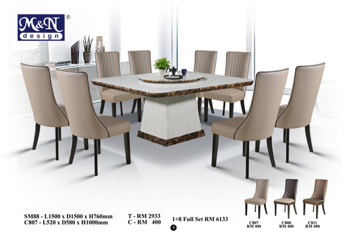 Square Marble Dining Table set Malaysia