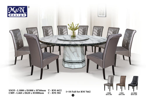 Round Marble Dining Table set Malaysia