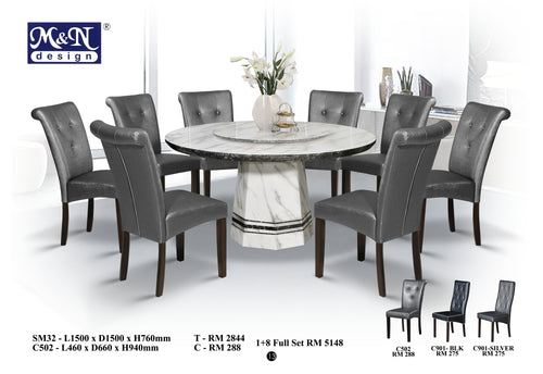 Round Marble Dining Table set Malaysia