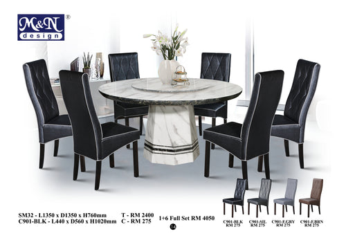 Round Marble Dining Table set Malaysia