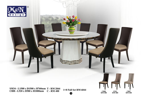 Round Marble Dining Table set Malaysia