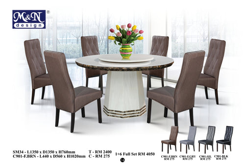 Round Marble Dining Table set Malaysia