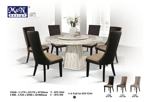 Round Marble Dining Table set Malaysia