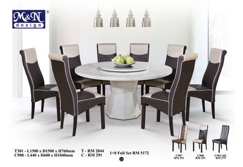 Round Marble Dining Table set Malaysia