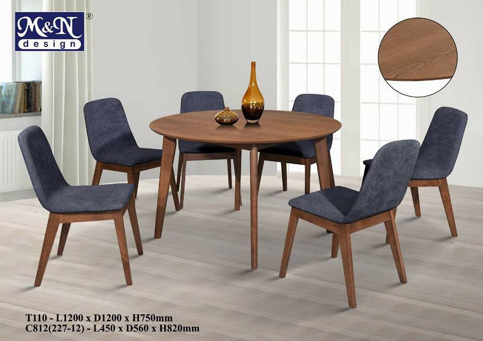 Wooden Dining Table Set - T110+C812 (227-12) -  (1+6)